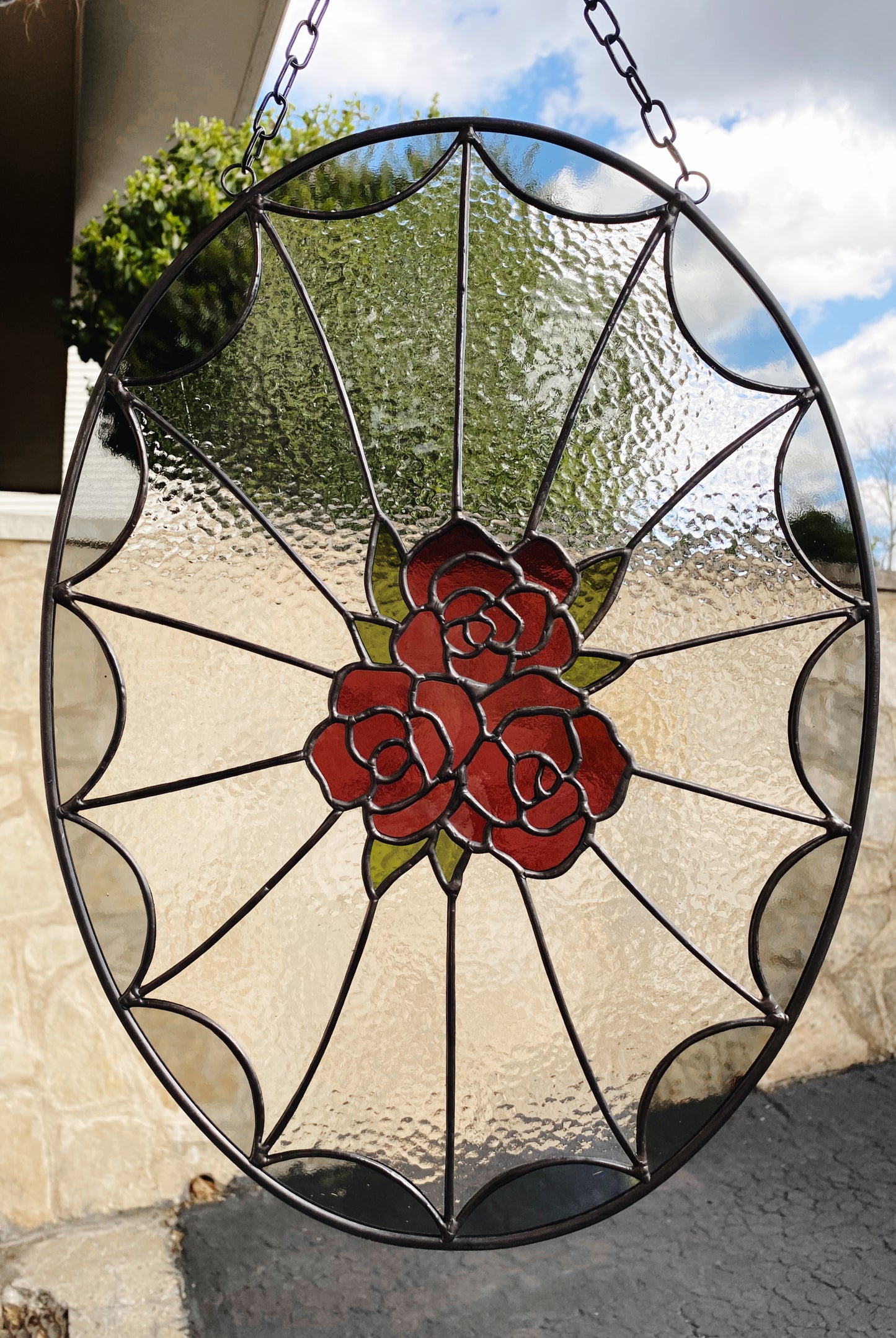 Oval Web with Roses