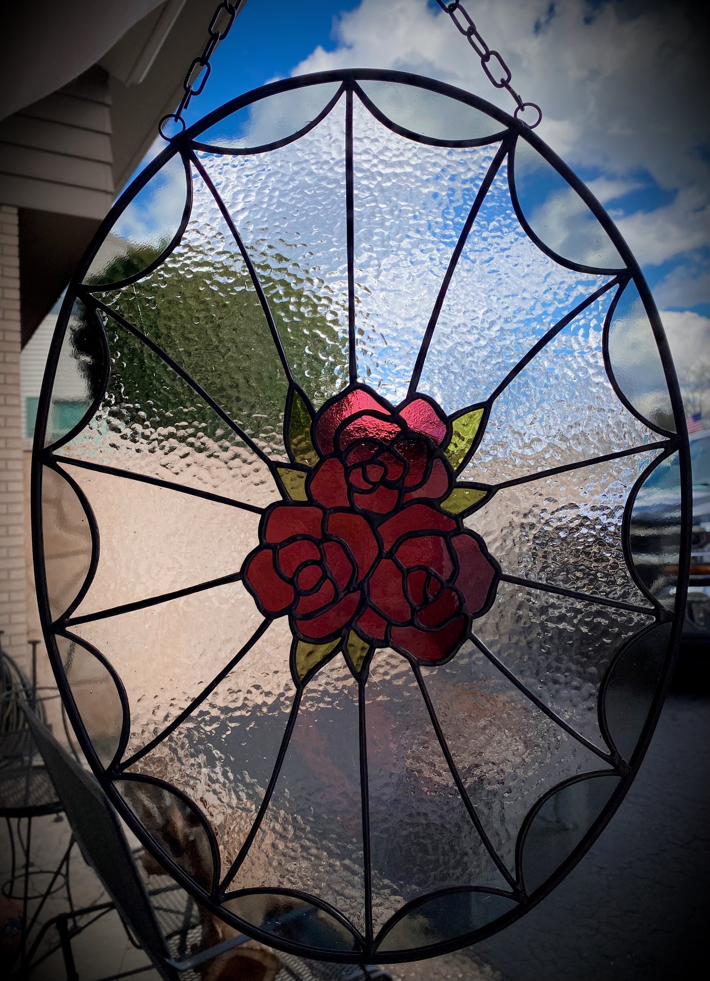 Oval Web with Roses