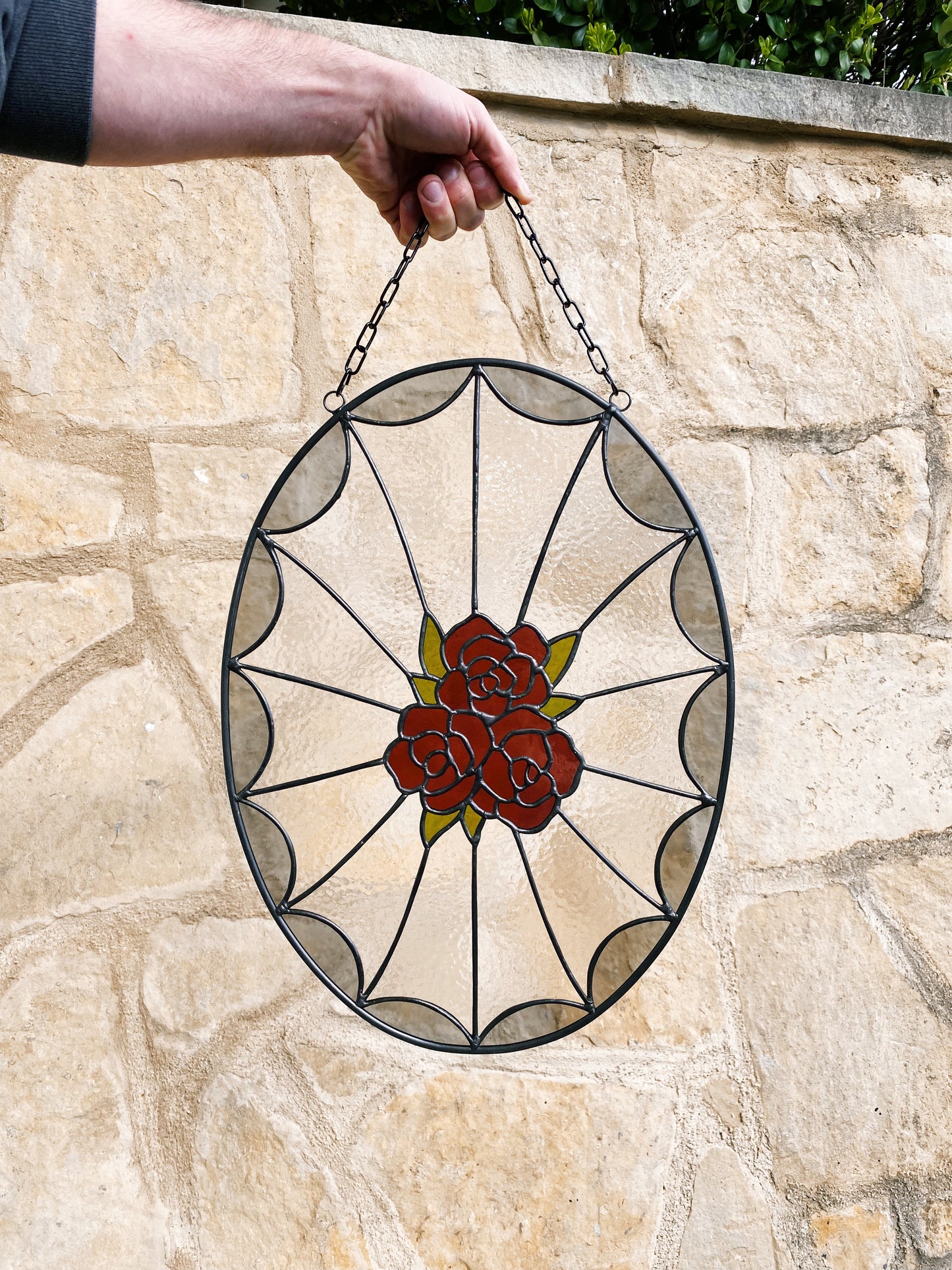 Oval Web with Roses